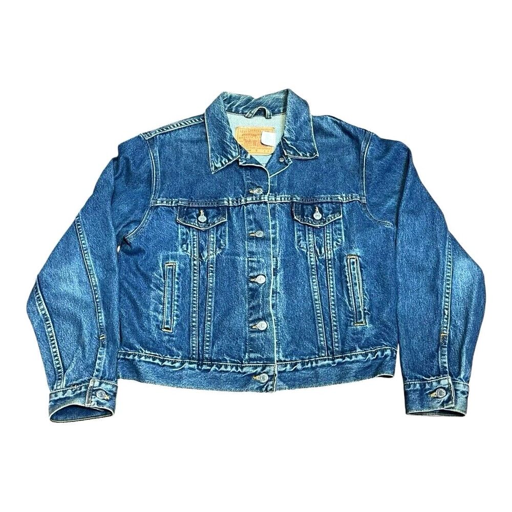Vintage Levi's Denim Trucker Jacket 70507-0218 Women Size Large Made In USA
